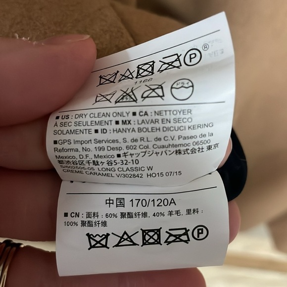 Old Navy size XXL camel colored medium weight wool blend pea coat with pockets - Picture 8 of 8